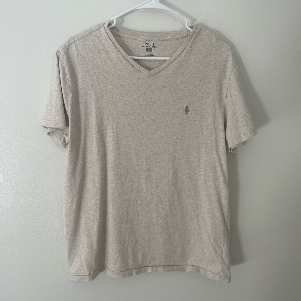 Polo by Ralph Lauren Cream V-Neck Shirt 100% Cotton